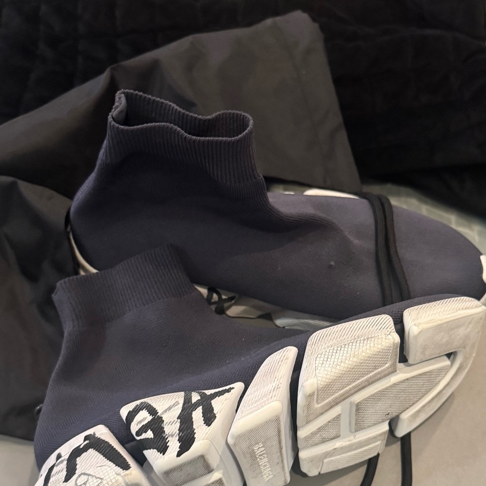 Balenciaga Ston Blk and White Sneakers